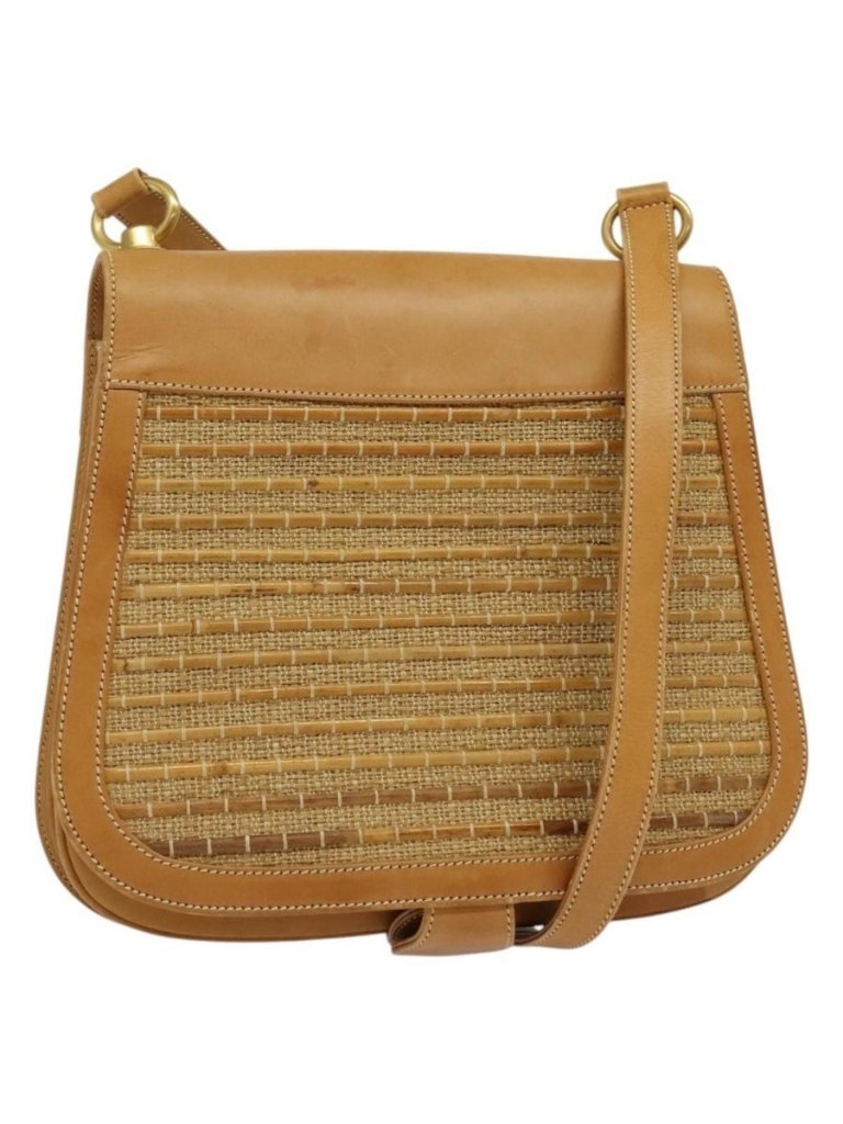Authentic Gucci Shoulder Bag Leather Beige Gold